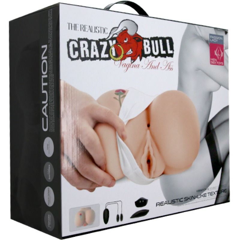 Masturbateur Buste Vagin et Anus Réaliste Vibrant Télécommandé - Crazy Bull