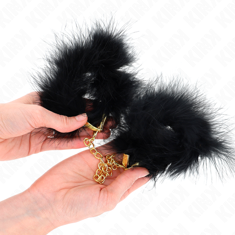 Menottes BDSM Plumes Manchettes Chaîne Dorée Confort - Kink