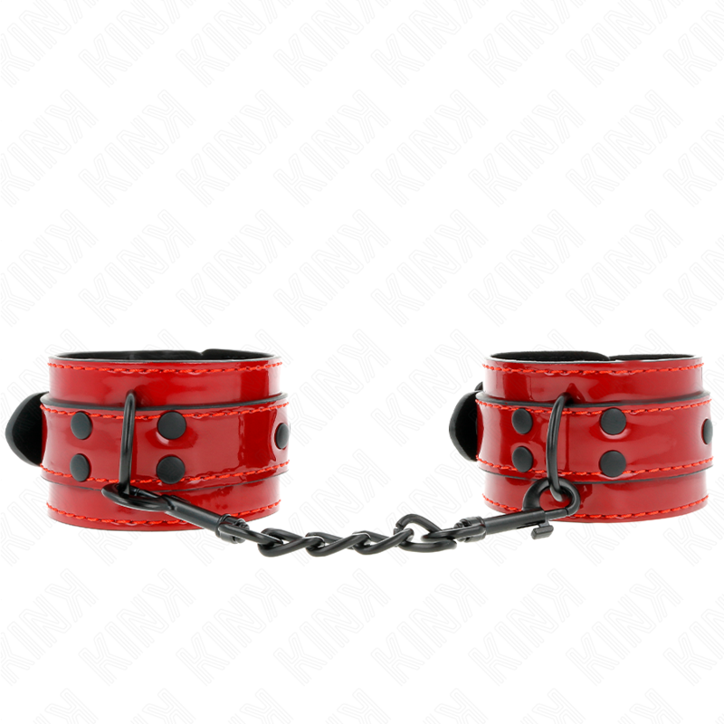 Menottes BDSM Poignets Cuir Rouge Foncé 23 x 5 cm - Kink