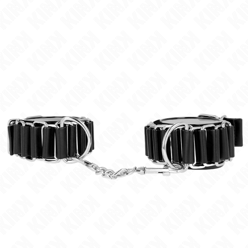 Menottes BDSM Poignets Fines Charnières Noir Réglables 16-22 cm - Kink