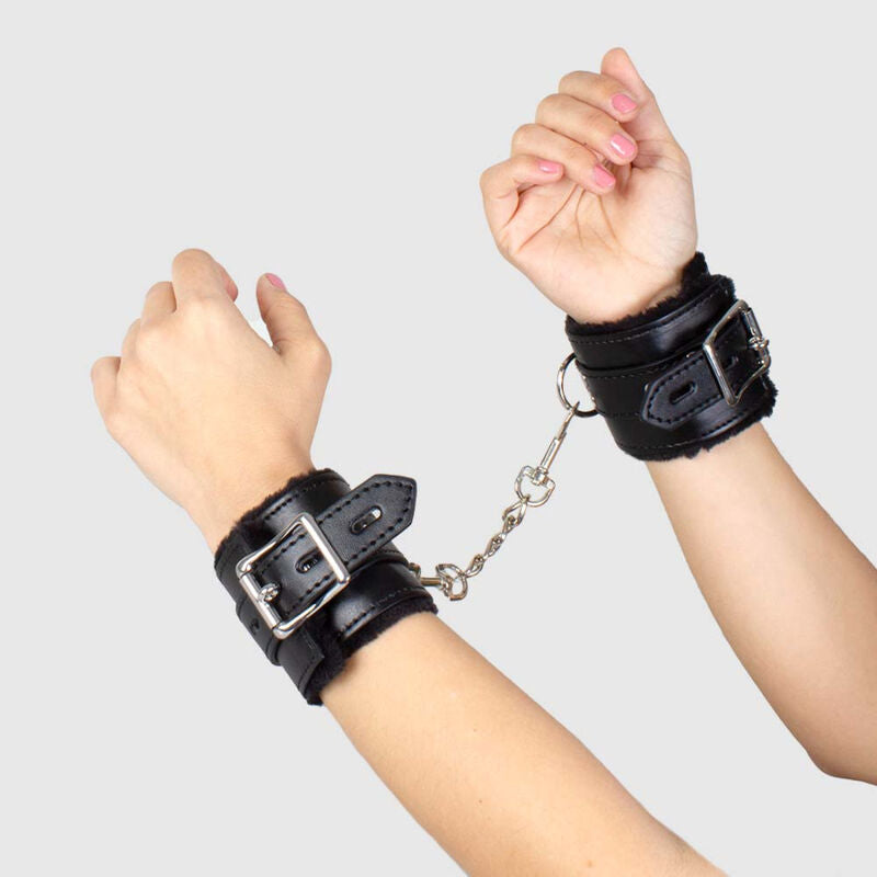 Menottes Bondage Poignets Chevilles Faux Cuir Peluche Réglables - Secretplay