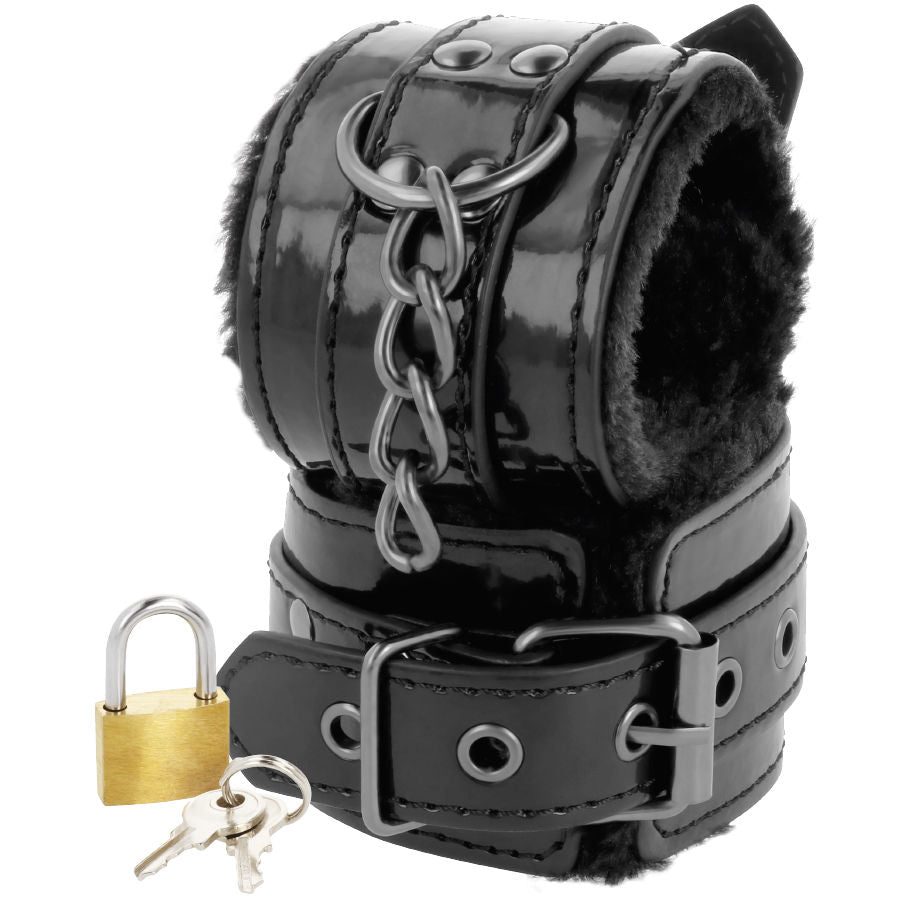Menottes de Cheville BDSM Réglables Cuir avec Cadenas - Darkness