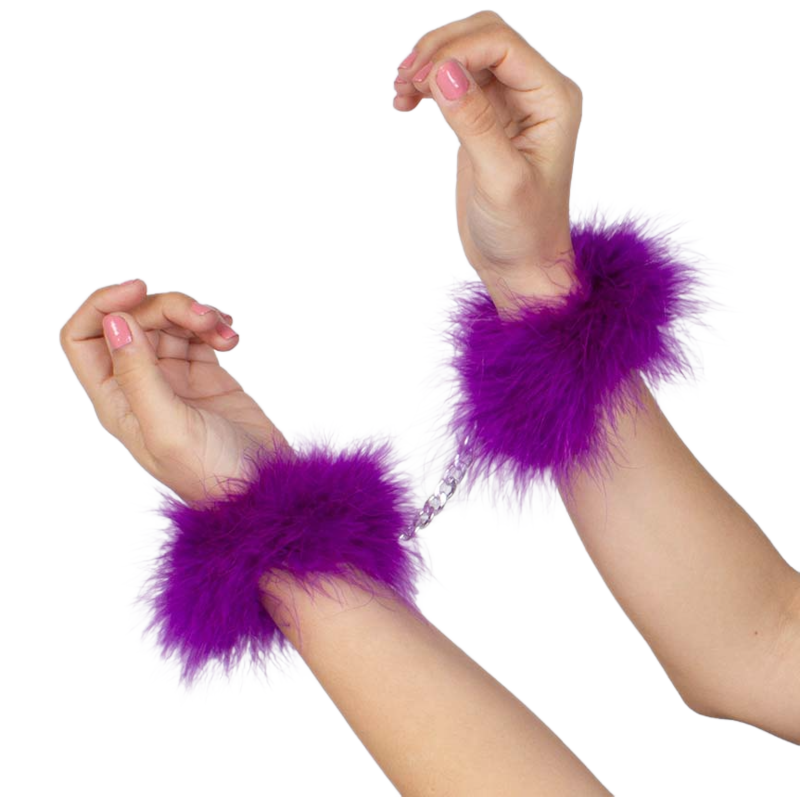 Menottes Plumes Marabou Chaîne Aluminium - Secretplay