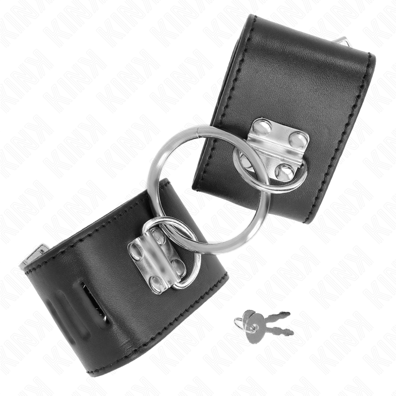 Menottes Poignets BDSM Cuir Anneau Cadenas Ajustables 16-23 cm - Kink