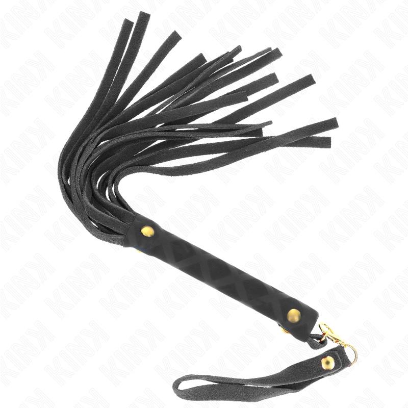 Mini Fouet BDSM Daim Véritable Manche Bois 30 cm - Kink