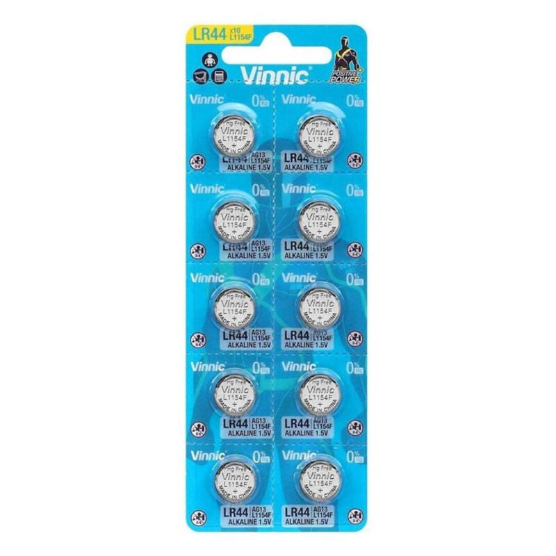 Piles Bouton Alcalines AG13 LR44 Longue Durée Pack de 10 - Vinnic