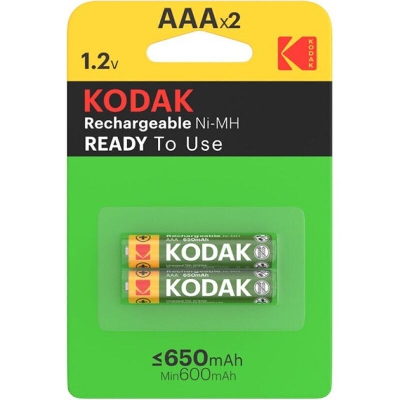 Piles Rechargeables AAA HR03 650mAh Lot de 2 Faible Autodécharge - Kodak