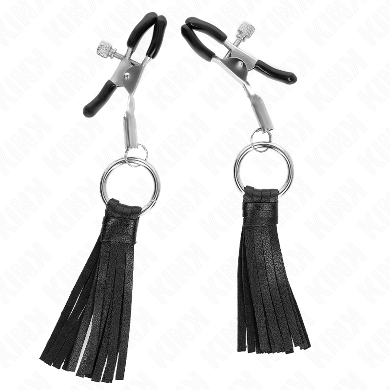 Pinces à Tétons BDSM Pampilles Cuir 6 cm Réglables - Kink