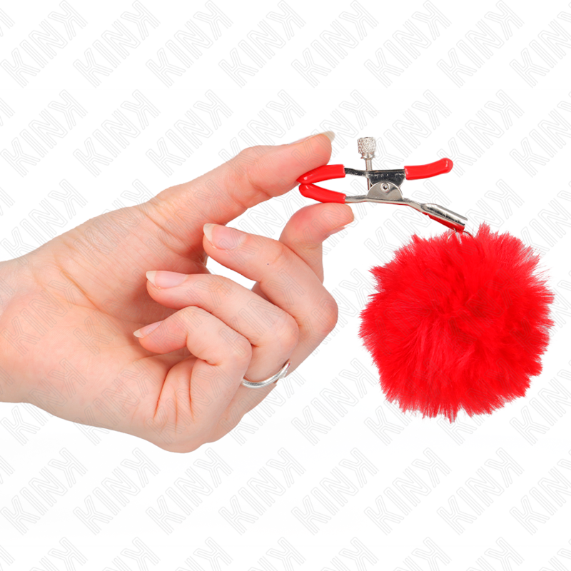 Pinces à Tétons Boule Fausse Fourrure 6 cm Ajustables - Kink