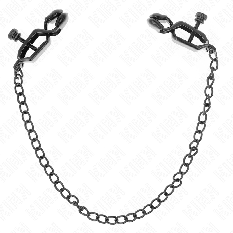 Pinces à Tétons Chaîne Plate Noir 30 cm Réglables - Kink