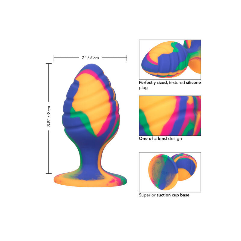 Plug Anal Cheeky Grande Swirl Silicone Ventouse Tie-Dye - CalExotics