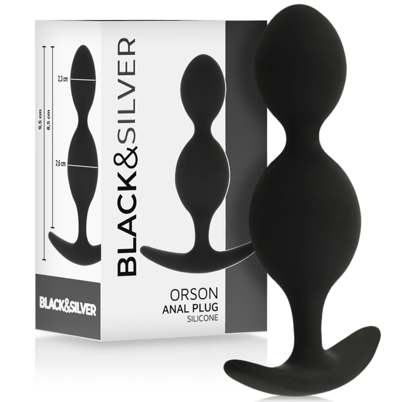 Plug Anal Orson Silicone Velours 2 Ondulations 9,5 cm - Black&Silver