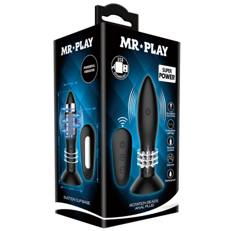 Plug Anal Vibrant Billes Rotatives Télécommande 12 Modes USB - Mr Play