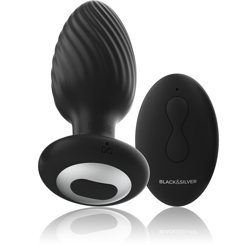 Plug Anal Vibrant Rotatif Wells Télécommande 10 Programmes IPX6 - Black&Silver