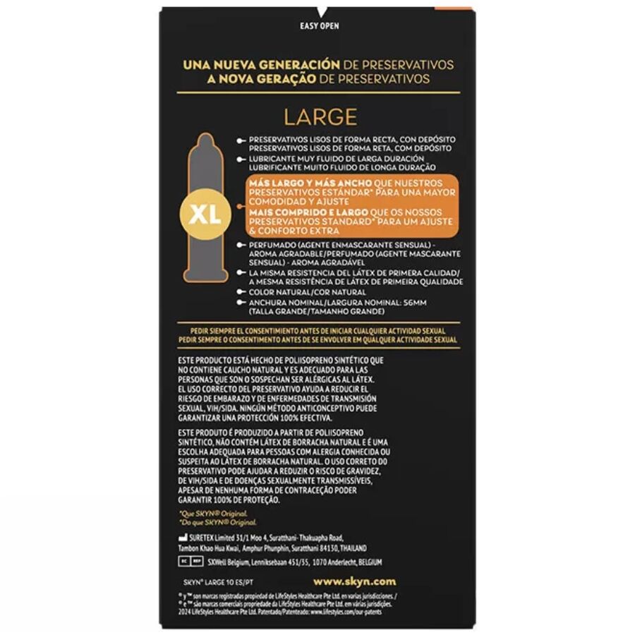 Préservatifs Large King Size Skynfeel Sans Latex 10 Unités - Skyn