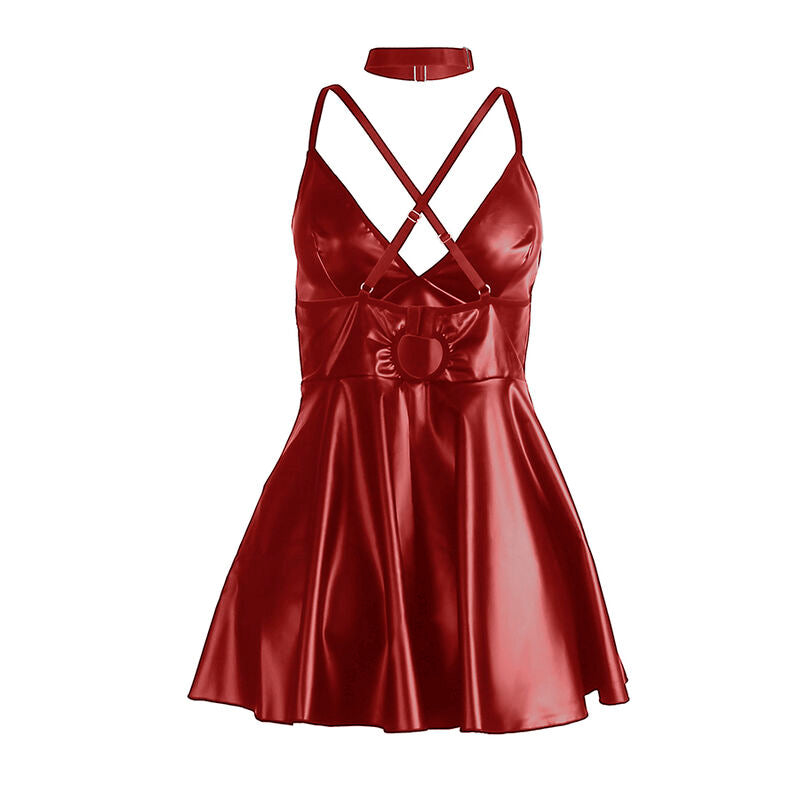 Robe Lingerie Bretelles Fines Finitions Cuir PU 4 Coloris - Subblime
