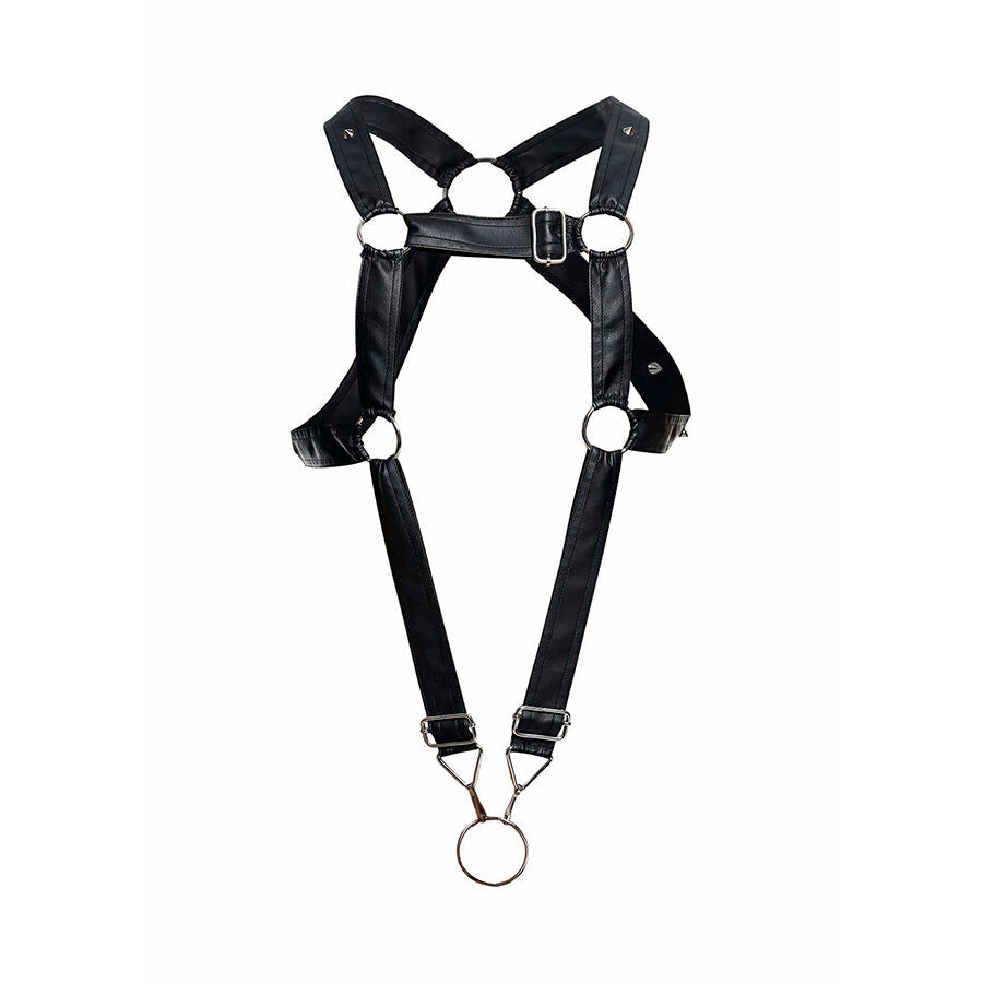 Sangle à Pénis Dngeon Croisée Simili Cuir Ajustable - Mob