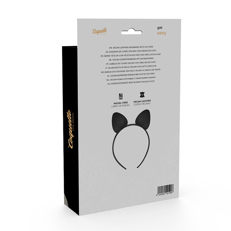 Serre-Tête Oreilles de Chat Cuir Végétalien Accessoire Lingerie - Coquette