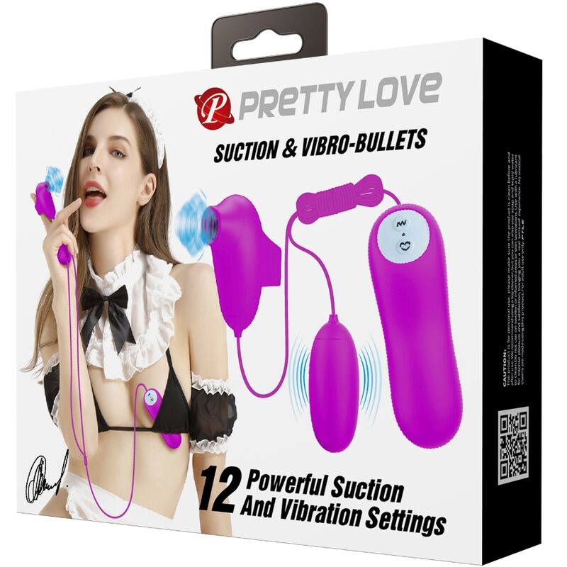 Stimulateur Clitoridien Bullet Vibrant et Ventouse 12 Fonctions - Pretty Love