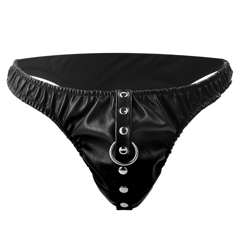 String de Soumission BDSM Chaînes Métal Cuir Vegan Réglable - Darkness