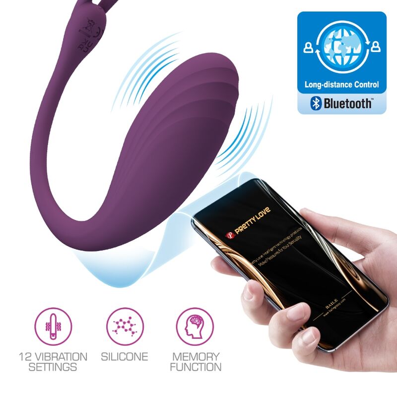 Œuf Vibrant Connecté Catalina Application 12 Modes USB Violet - Pretty Love