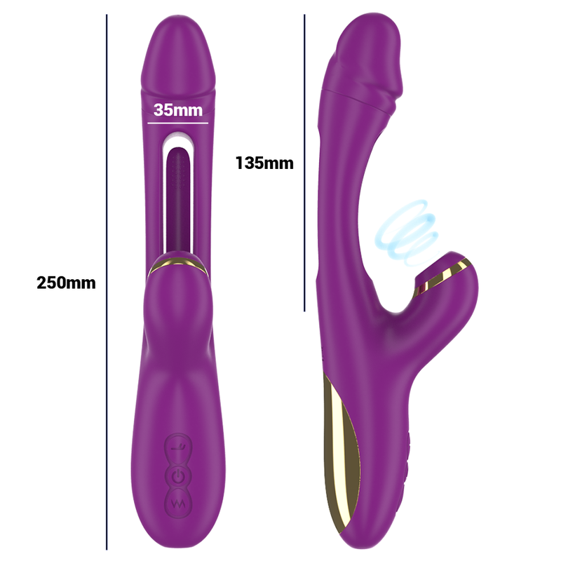 Vibromasseur Clitoridien Ateneo Langue Oscillante Aspiration 3 Moteurs - Intense