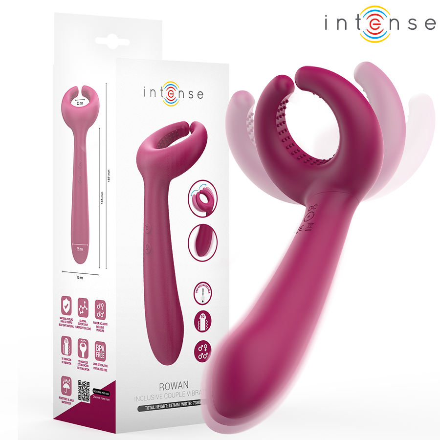 Vibromasseur Couple Inclusif Rowan 10 Modes Flexible Rechargeable - Intense