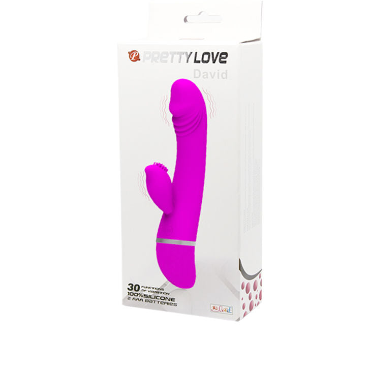 Vibromasseur Rabbit David Flirtation 30 Vibrations Double Moteur - Pretty Love